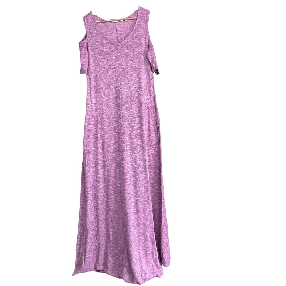 Soft Surroundings Women’s Electra Cold Shoulder Heather Purple Maxi Dress Sz TM
